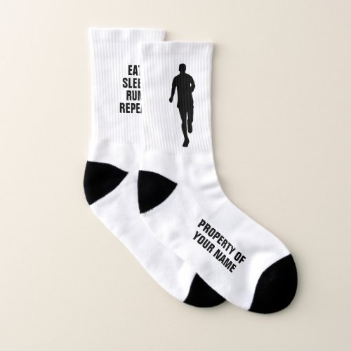 Eat Sleep Run Repeat funny sport socks for runners