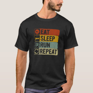Eat Sleep Run Repeat Retro 60s 70s Cool Running T-Shirt
