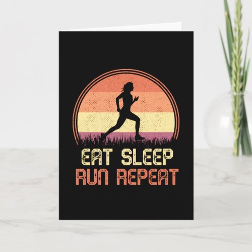Eat Sleep Run Repeat Retro Athlete Marathon Card