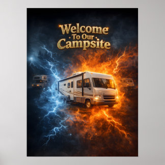 Eat Sleep RV Flame Poster