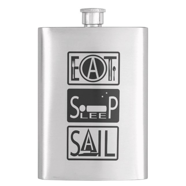 Eat Sleep Sail Classic 8oz Flask (Front)