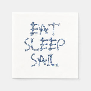 Eat Sleep Sail, nautical sailing rope knots paper Napkins