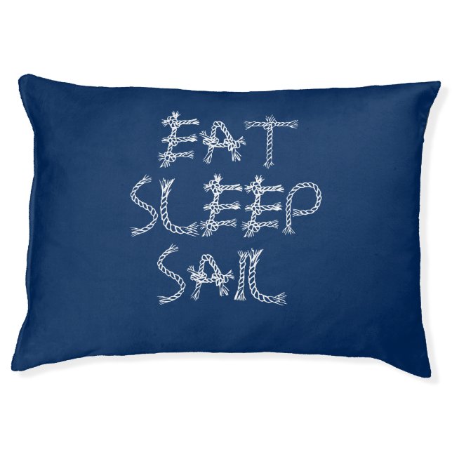 Eat Sleep Sail navy blue nautical sailing rope dog Pet Bed (Front)