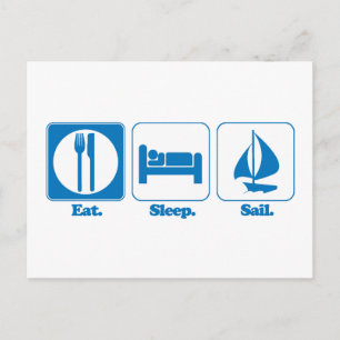eat sleep sail postcard