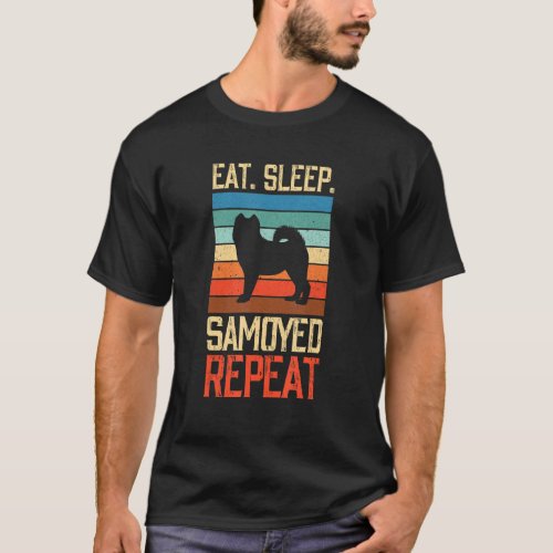 Eat Sleep Samoyed Repeat Vintage Dog Dogs Paw Paws T_Shirt