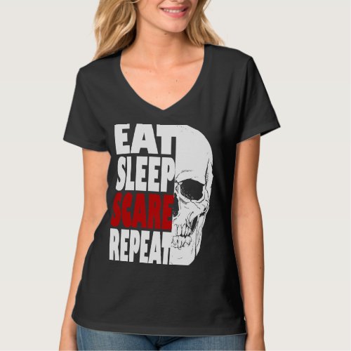 Eat Sleep Scare Repeat Halloween T_Shirt