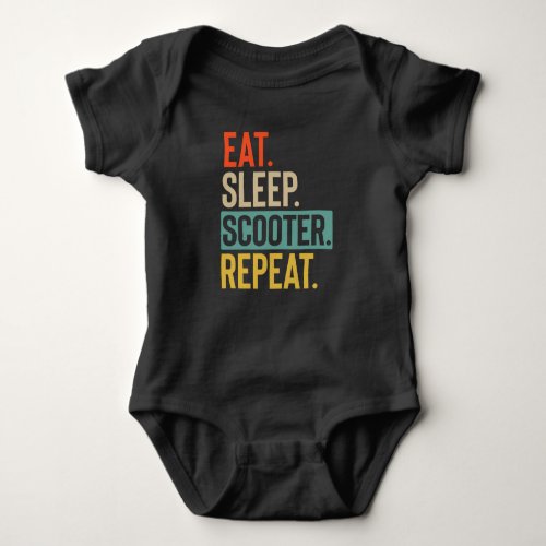 Eat Sleep scooter Repeat retro vintage colors Baby Bodysuit