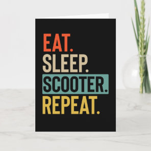 Eat Sleep scooter Repeat retro vintage colors Card
