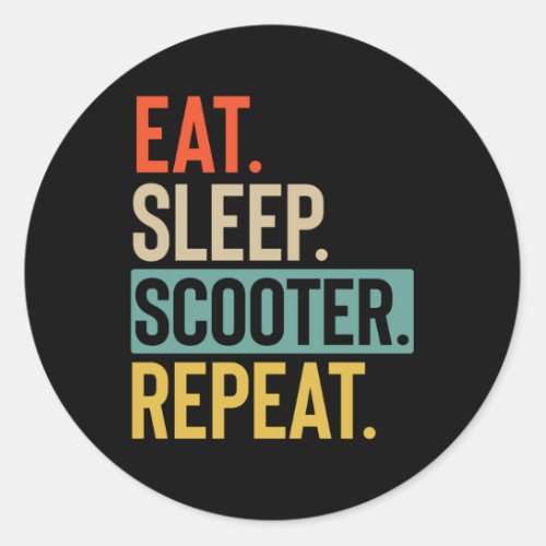 Eat Sleep scooter Repeat retro vintage colors Classic Round Sticker