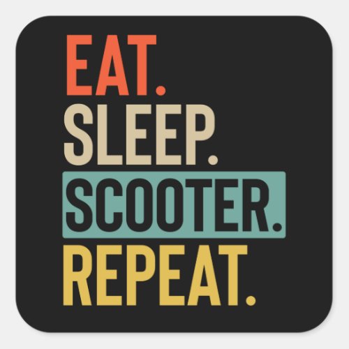 Eat Sleep scooter Repeat retro vintage colors Square Sticker