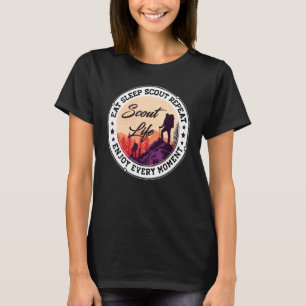 Eat Sleep Scout Repeat Best Scout Life Hiking Sc T-Shirt