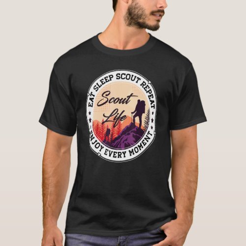 Eat Sleep Scout Repeat   Best Scout Life Hiking Sc T_Shirt