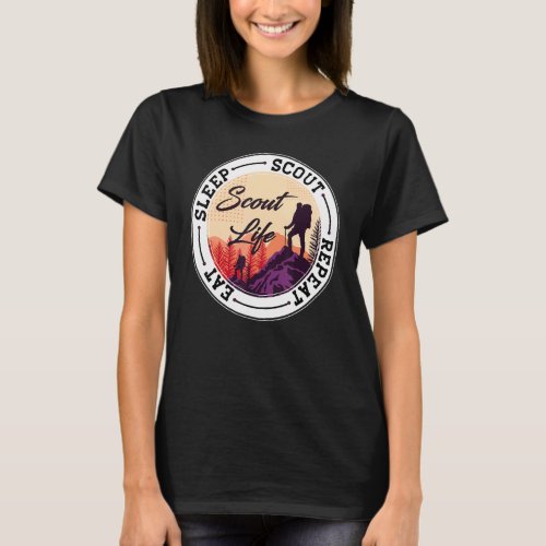 Eat Sleep Scout Repeat  Best Scout Life Hiking Sco T_Shirt