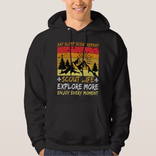 Eat Sleep Scout Repeat Hike More Worry Less Red Ca Hoodie