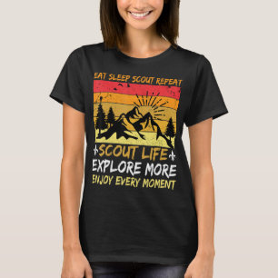 Eat Sleep Scout Repeat Hike More Worry Less Red Ca T-Shirt