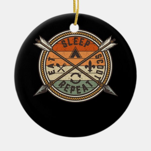 Eat Sleep Scout Repeat Scout Life Scouting Hiking  Ceramic Ornament
