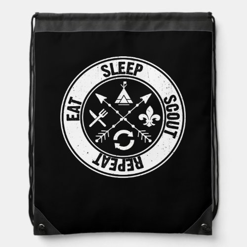 Eat Sleep Scout Repeat Scouting Lover Survival Sco Drawstring Bag
