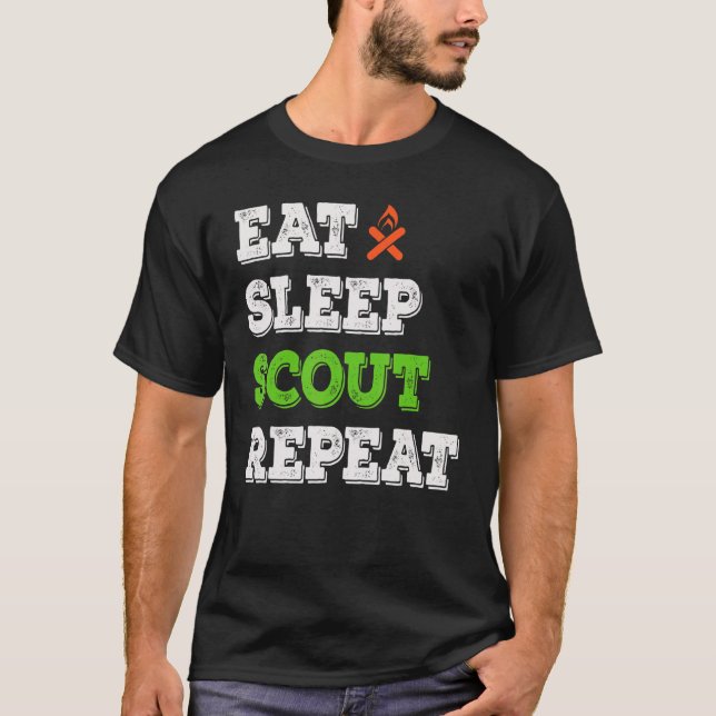 Eat Sleep Scout Repeat    Scouting T-Shirt (Front)