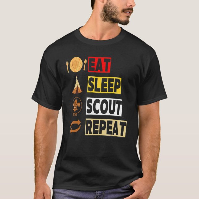 Eat Sleep Scout Repeat Unique Scouting   For Men W T-Shirt (Front)