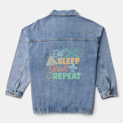 Eat Sleep Scout Repeat Unique Scouting  Vintage 3  Denim Jacket