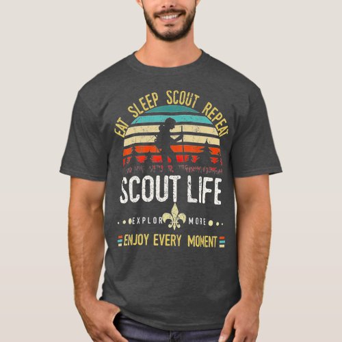 Eat Sleep Scout Repeat  Vintage Scouting Scout lif T_Shirt