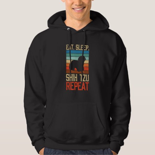 Eat Sleep Shih Tzu Repeat Vintage Dog Dogs Paw Paw Hoodie