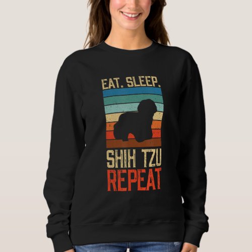 Eat Sleep Shih Tzu Repeat Vintage Dog Dogs Paw Paw Sweatshirt