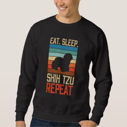 Eat Sleep Shih Tzu Repeat Vintage Dog Dogs Paw Paw Sweatshirt