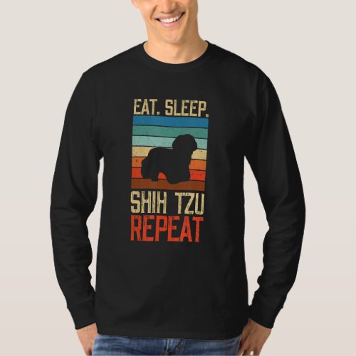 Eat Sleep Shih Tzu Repeat Vintage Dog Dogs Paw Paw T_Shirt