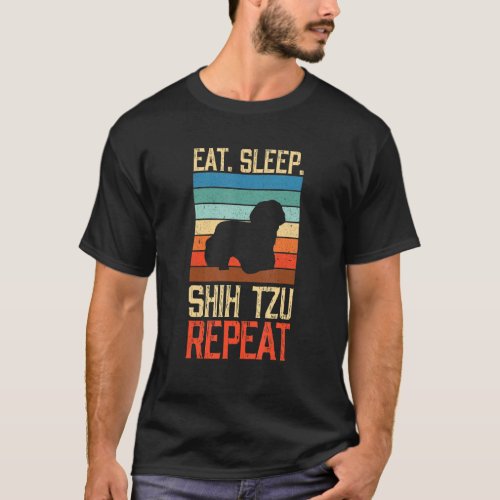 Eat Sleep Shih Tzu Repeat Vintage Dog Dogs Paw Paw T_Shirt