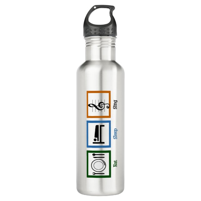 Eat Sleep Sing Stainless Steel Water Bottle (Front)