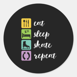 Eat Sleep Skate Funny Figure Skaters Ice Skating Classic Round Sticker