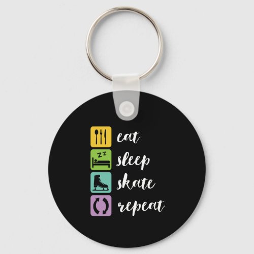 Eat Sleep Skate Funny Figure Skaters Ice Skating Keychain