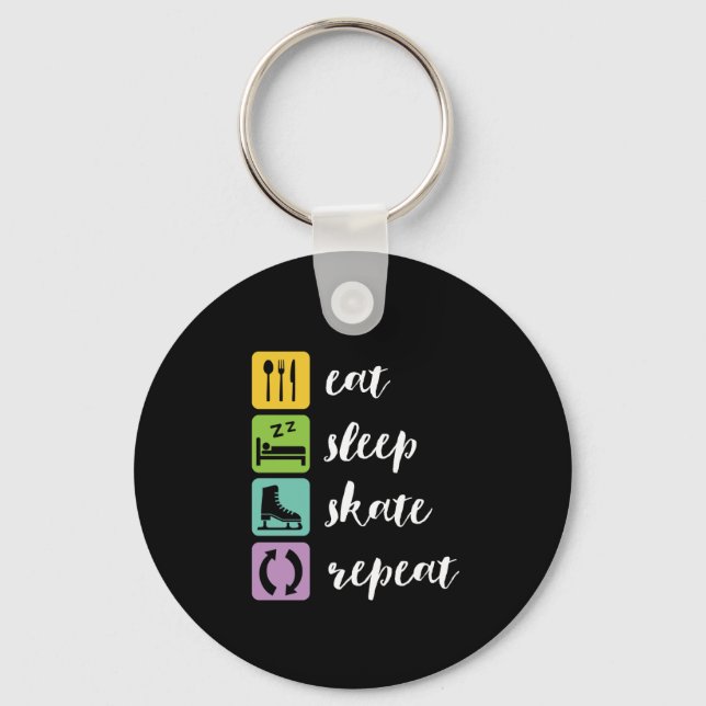 Eat Sleep Skate Funny Figure Skaters Ice Skating Keychain (Front)