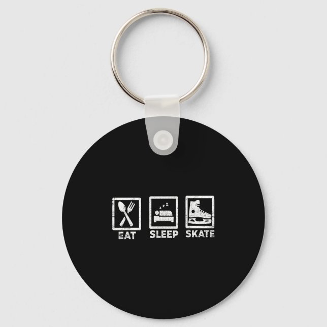 Eat Sleep Skate Repeat Ice Skating Life Minimal St Keychain (Front)