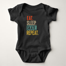 Eat Sleep skate Repeat retro vintage colors Baby Bodysuit
