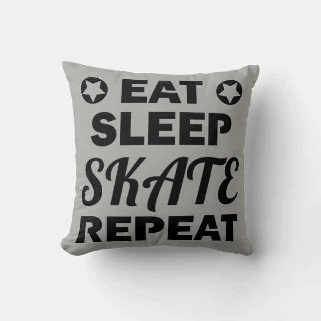 Eat Sleep Skate Repeat, Roller Derby Throw Pillow (Front)