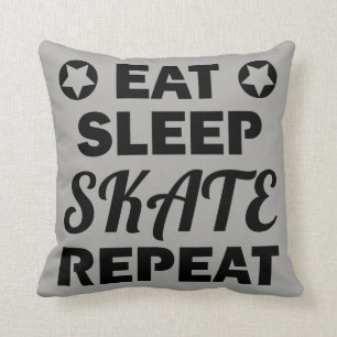 Eat Sleep Skate Repeat, Roller Derby Throw Pillow
