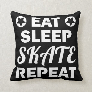 Eat Sleep Skate Repeat, Roller Derby Throw Pillow