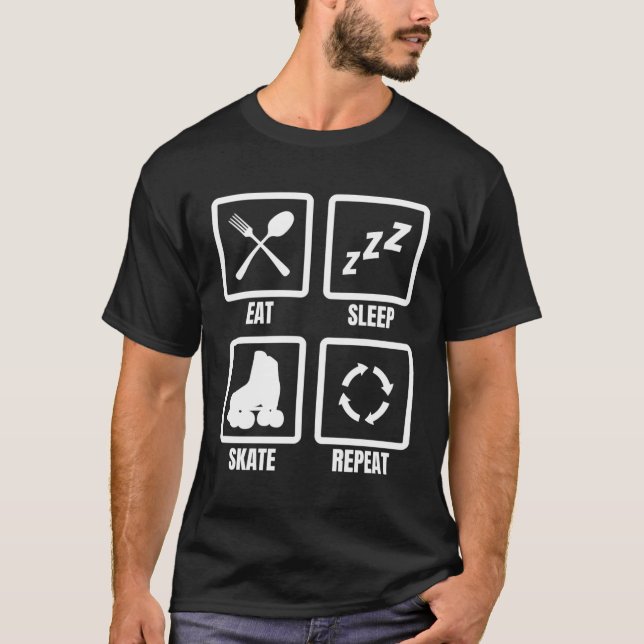 Eat Sleep Skate Repeat Roller Skating Enthusiast T-Shirt (Front)