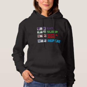 Eat Sleep Sketch Anime Repeat Sketching Funny Anim Hoodie