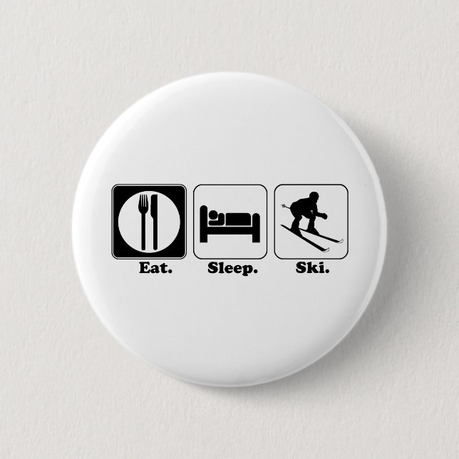eat sleep ski pinback button (Front)