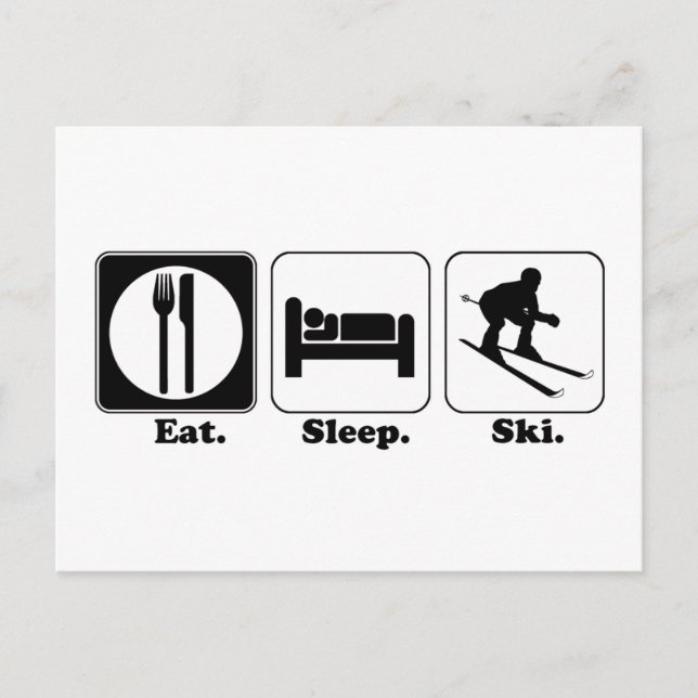 eat sleep ski postcard (Front)