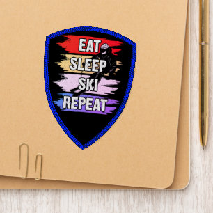 Eat Sleep Ski Repeat Bold Ski Lover Design Patch