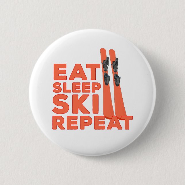 Eat Sleep Ski Repeat Button (Front)