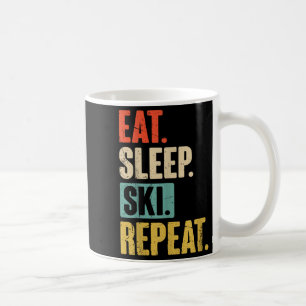 Eat Sleep Ski Repeat - Funny Retro Vintage Skiing Coffee Mug