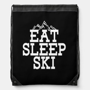 Eat Sleep Ski Repeat Skiing Gag Drawstring Bag