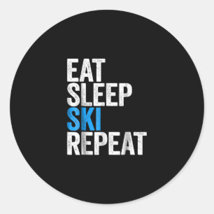 Eat Sleep Ski Repeat Skiing Gift Classic Round Sticker