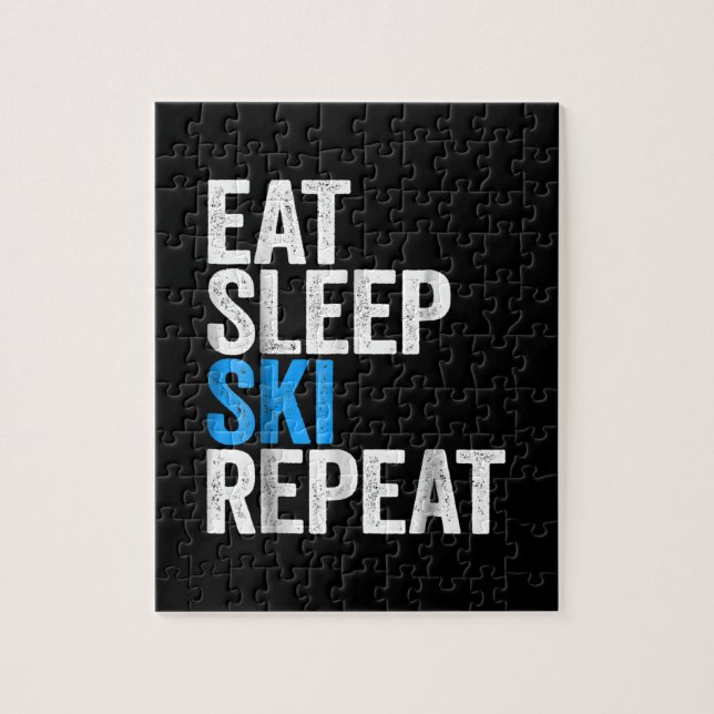 Eat Sleep Ski Repeat Skiing Gift Jigsaw Puzzle (Vertical)
