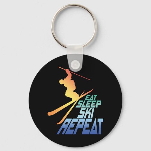 Eat Sleep Ski Repeat Skiing Lover Player Sports Keychain